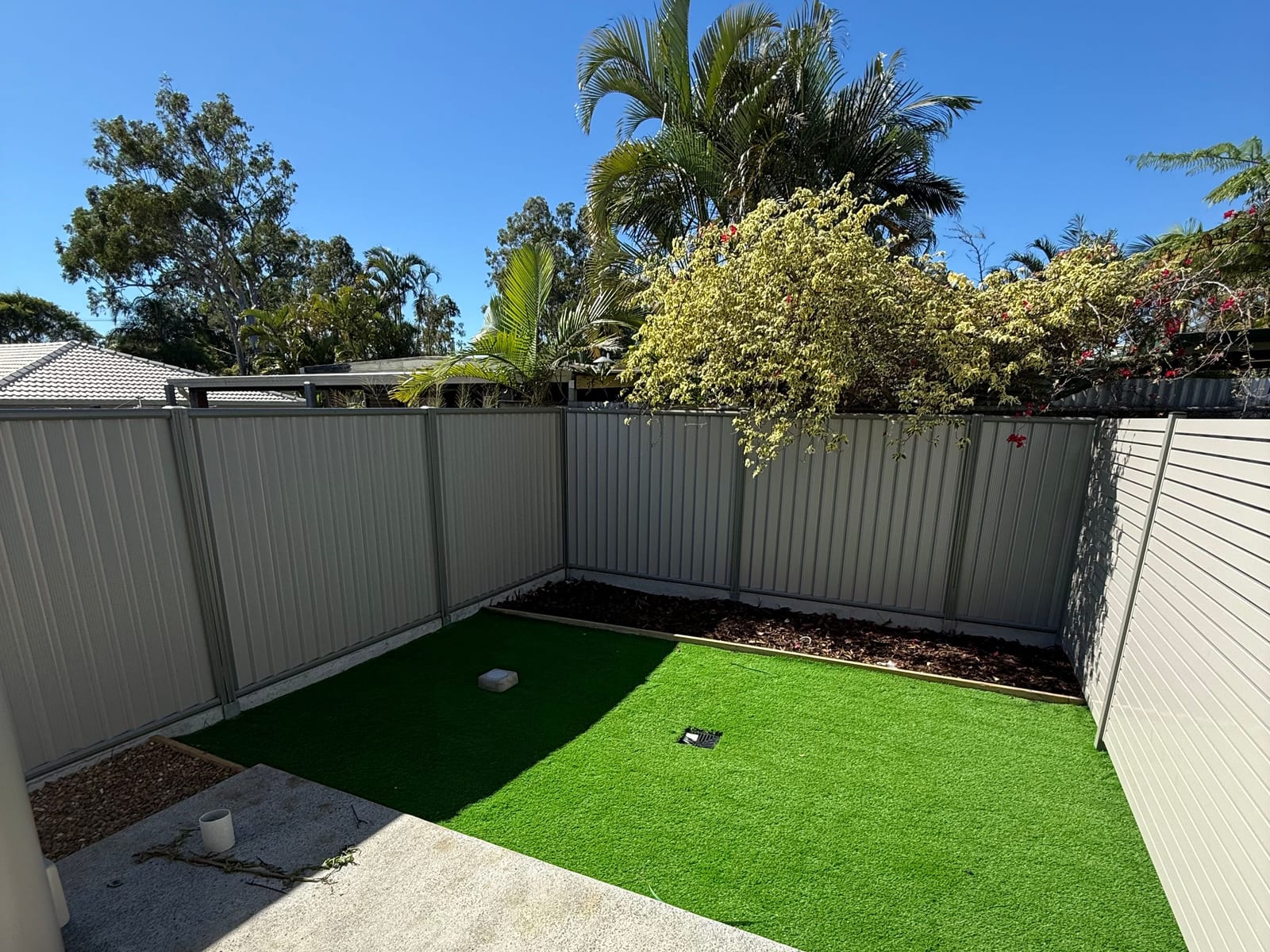 Fenced private courtyard at Unit 2, Ormiston